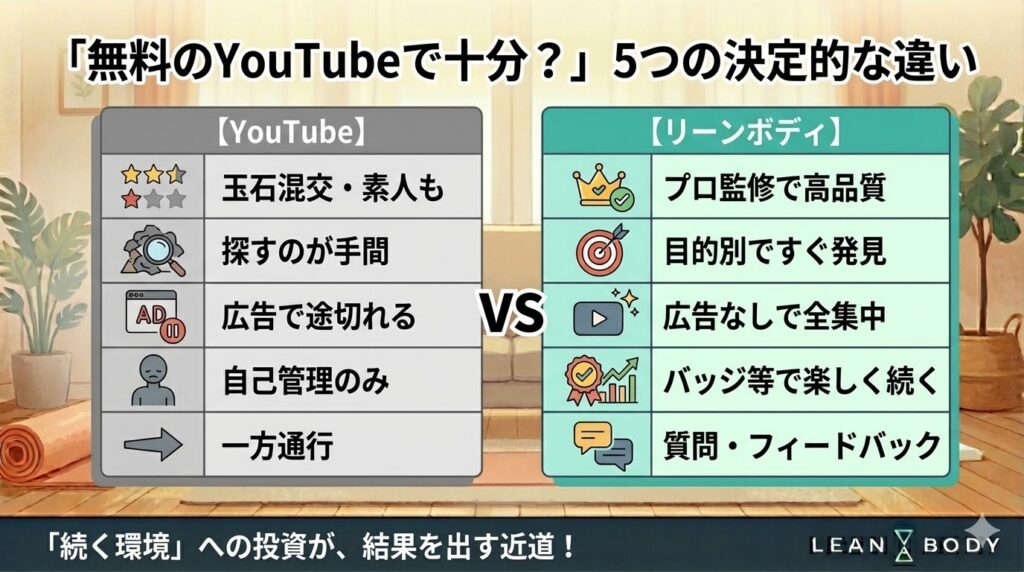 リーンボディとYouTubeの違いは？