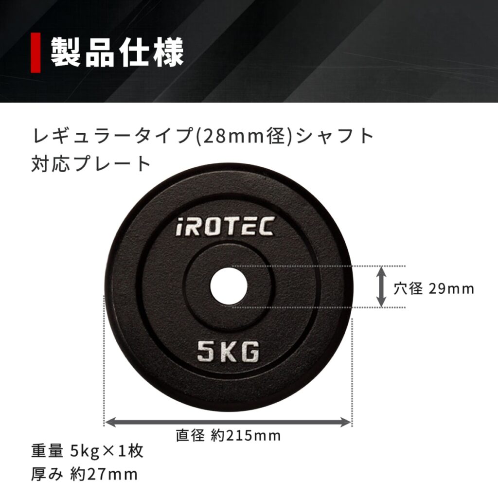 標準的なアイアン(アイロテック)の5kgプレート