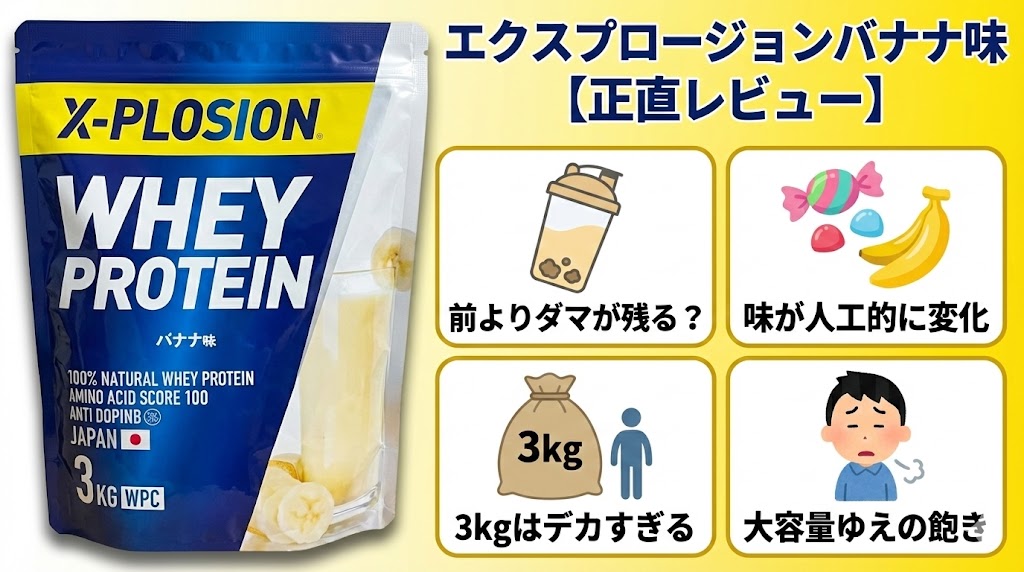 【レビュー】エクスプロージョンバナナ味を実際に飲んで分かったデメリット