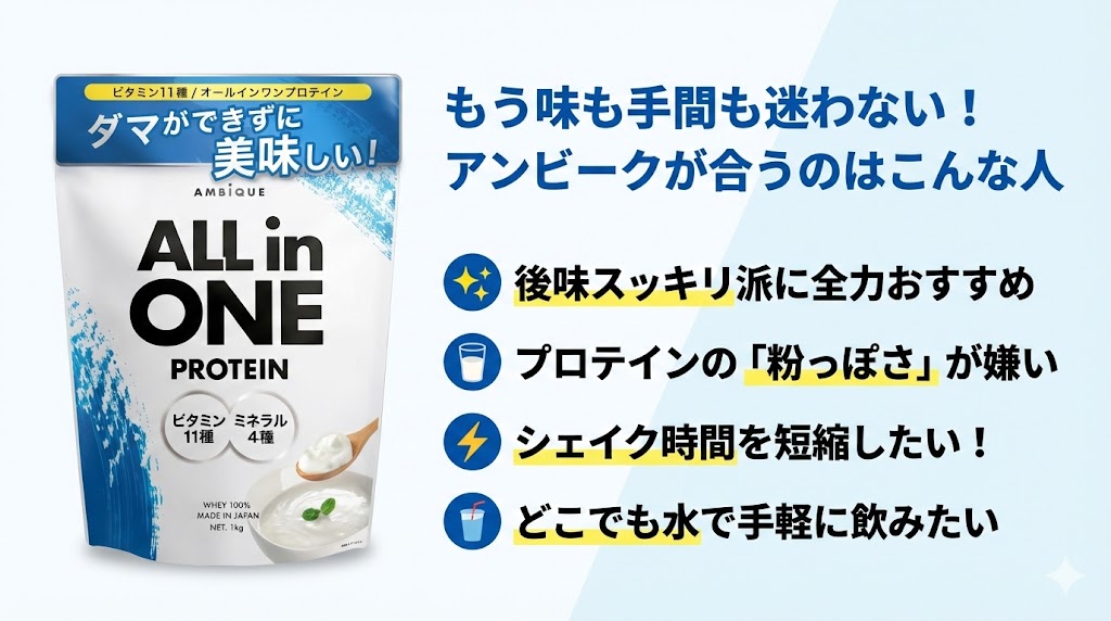 アンビークオールインワンプロテイン【ヨーグルト風味】をおすすめする人