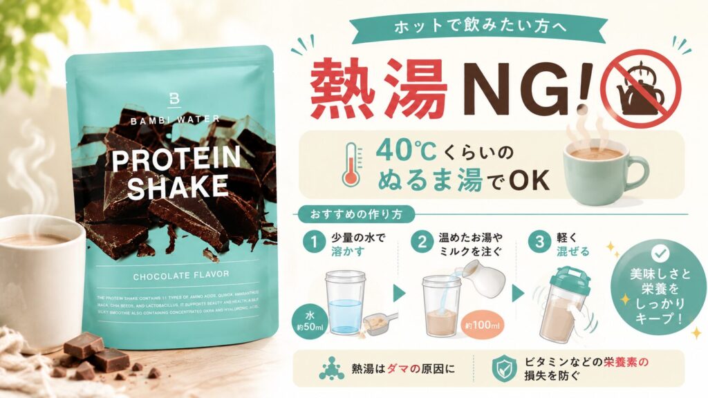 ホットで飲みたい場合、お湯で割っても栄養素は壊れない?