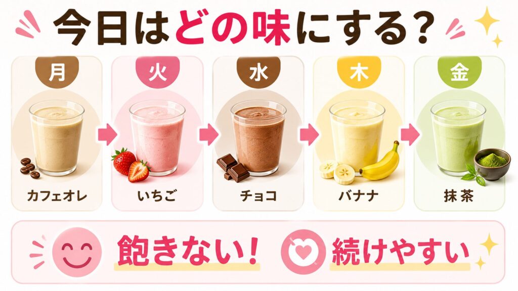 フレーバーの種類が豊富で毎日飽きずに続けられる