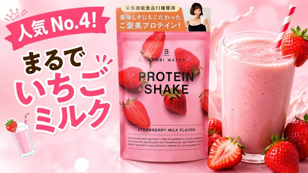 第4位:ストロベリーミルク(いちごミルクシェイクのような味わい)