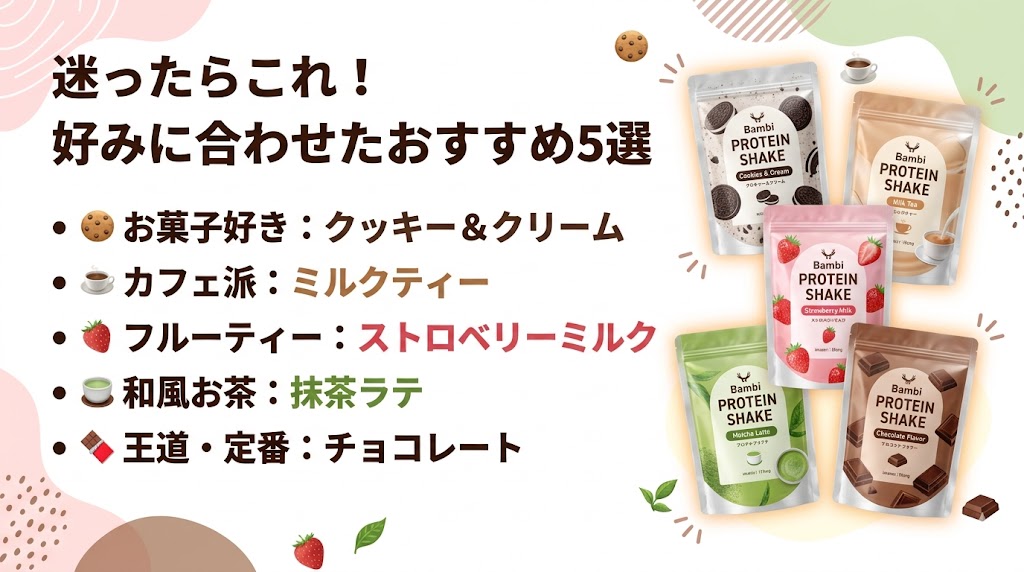 バンビウォータープロテインのおすすめフレーバー