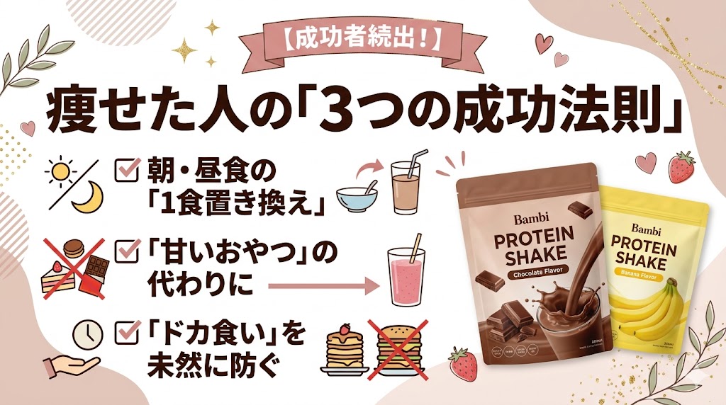バンビウォータープロテインを活用して痩せた人の口コミ