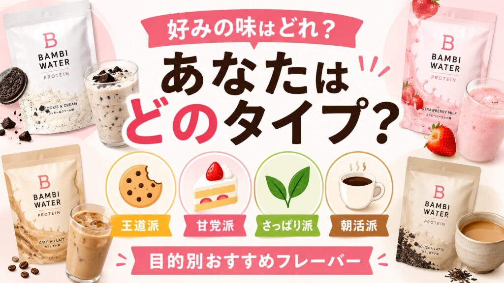 バンビウォータープロテインを好みで選ぶ!目的別のおすすめな味