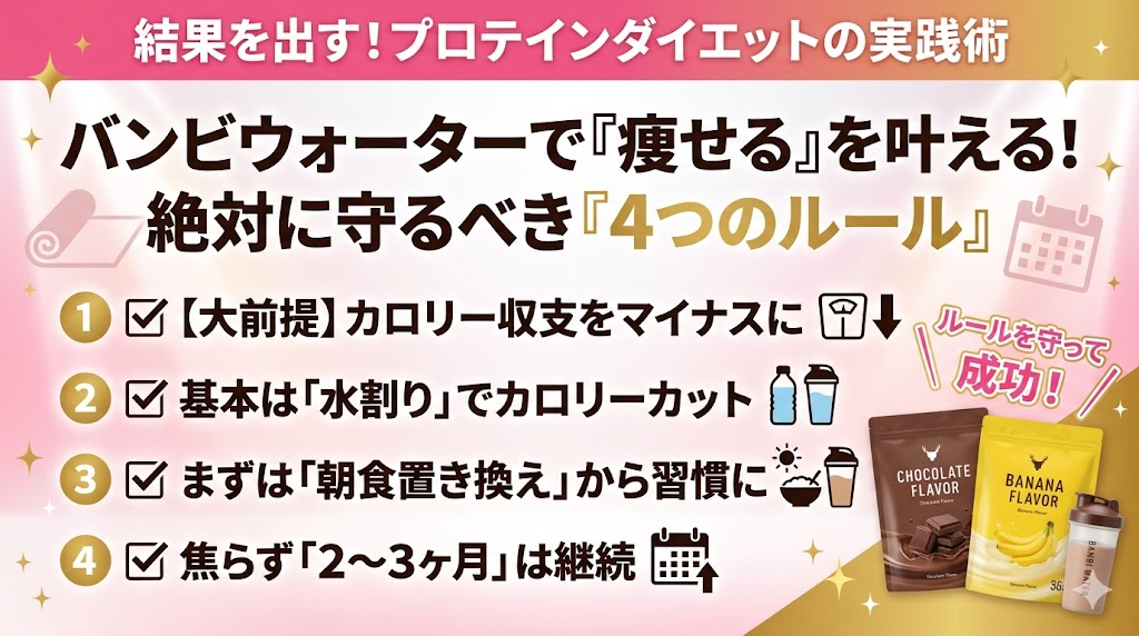 バンビウォータープロテインを活用して痩せるために必要なポイント