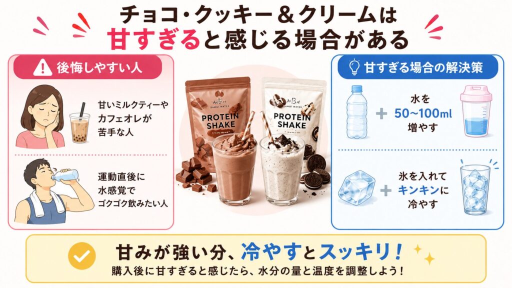 チョコレートやクッキー&クリームは甘すぎると感じる場合がある