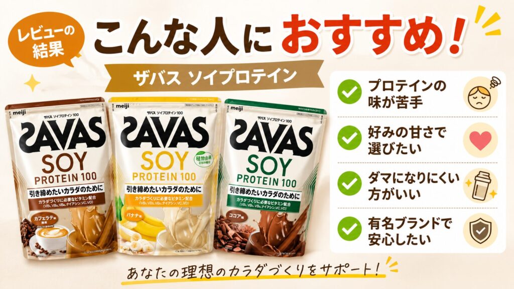 レビューの結果ザバスソイプロテインはこんな人におすすめ!
