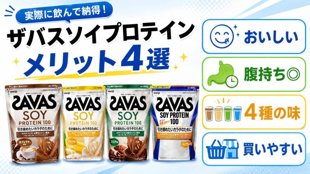 【レビュー】おすすめする理由!ザバスソイプロテインを実際に飲んで分かったメリット4選